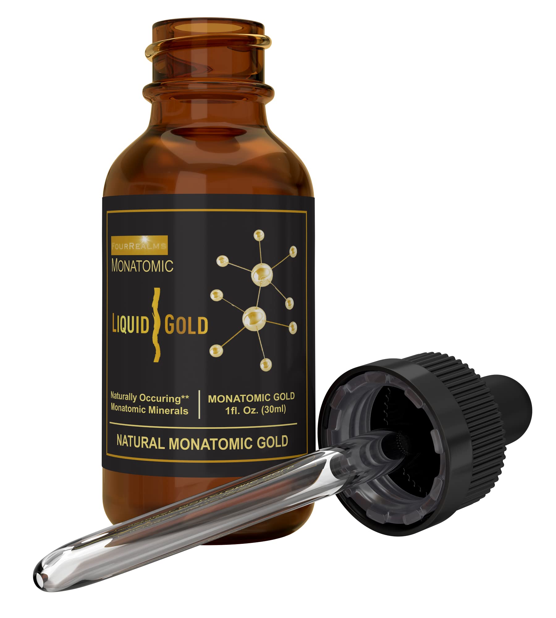 Liquid Gold ORMUS bottle front for daily use with monatomic gold drops