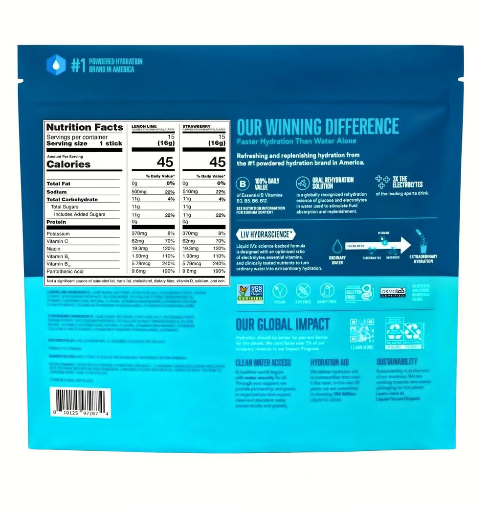 Liquid I.V. Hydration Multiplier strawberry packets for refreshing hydration during workouts.