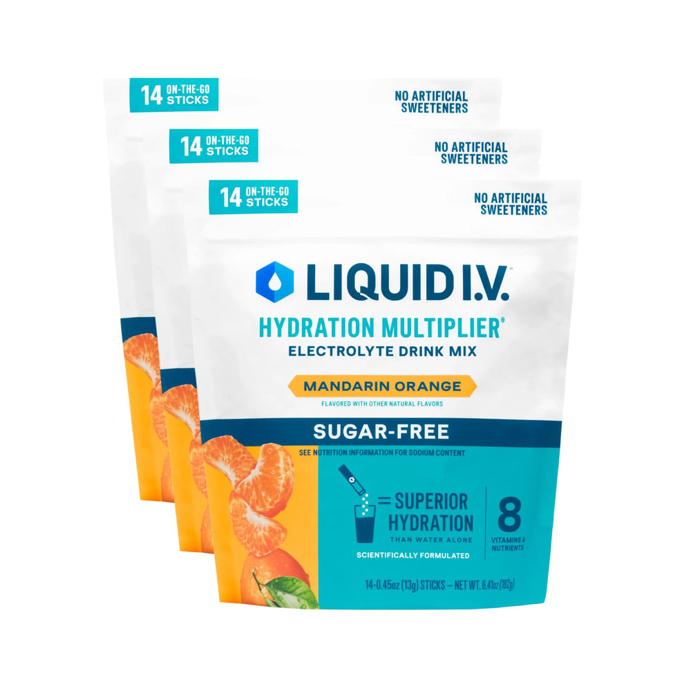 Liquid I.V. Mandarin Orange sugar-free packet ready for on-the-go hydration