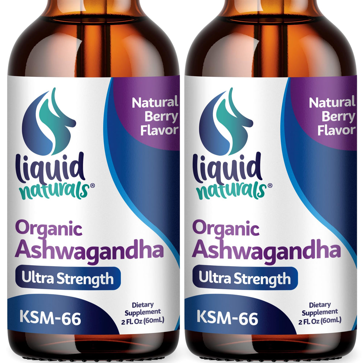 Liquid Naturals Ashwagandha Drops berry bottle for daily wellness