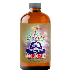 LiquidBlenz Good Brain Tonic bottle pour showing ready-to-drink herbal blend for focus