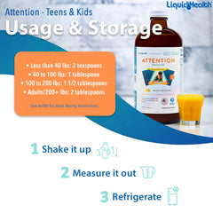 LIQUIDHEALTH Attention mango-tangerine flavor boosts daily intake for focus