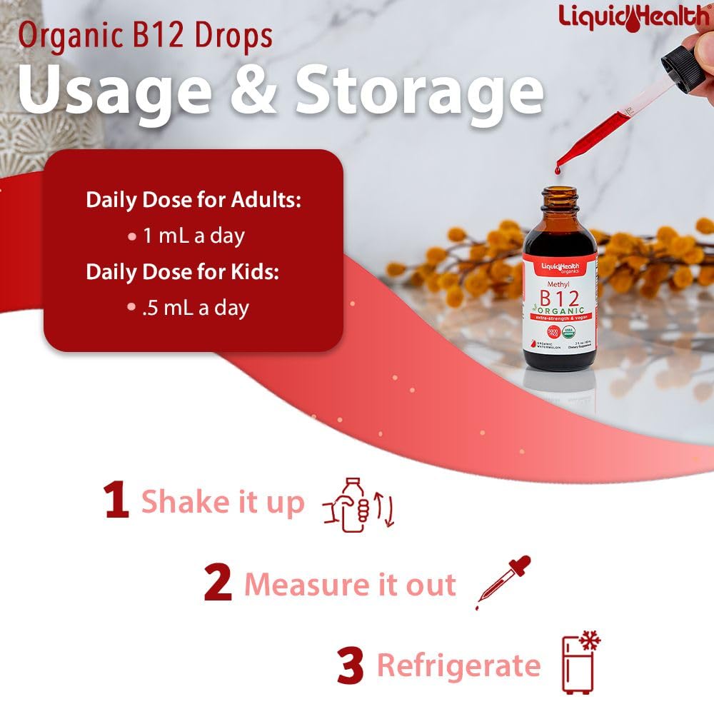 LIQUIDHEALTH B12 drops in glass demonstrate quick absorption.