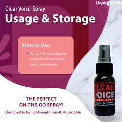 LIQUIDHEALTH Clear Voice in use, spraying toward the back of the throat