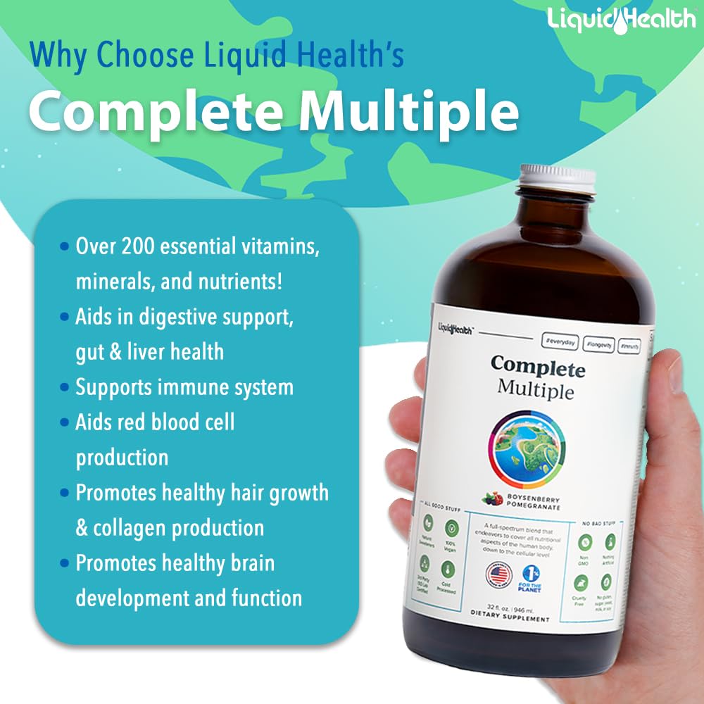 LIQUIDHEALTH Complete Multiple bottle-front displays full-body wellness potential