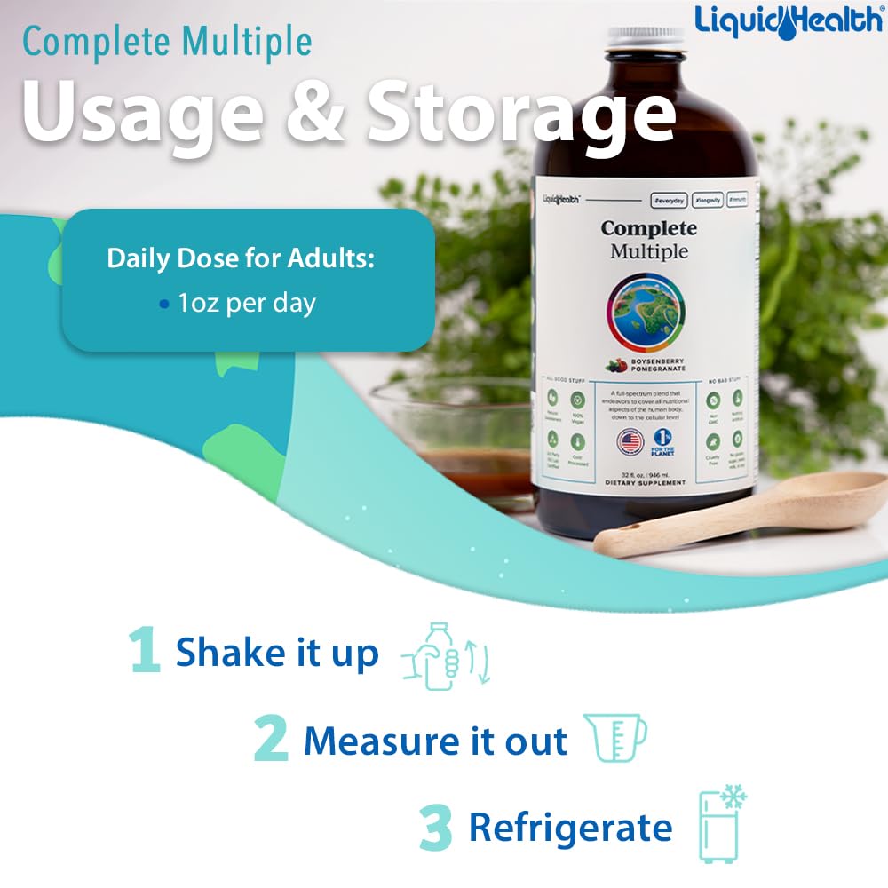 LIQUIDHEALTH Complete Multivitamin fruit-veg-ingredients shows natural plant sources
