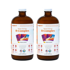 LIQUIDHEALTH Mega Energy B-Complex bottle showing methylated B vitamins for energy support