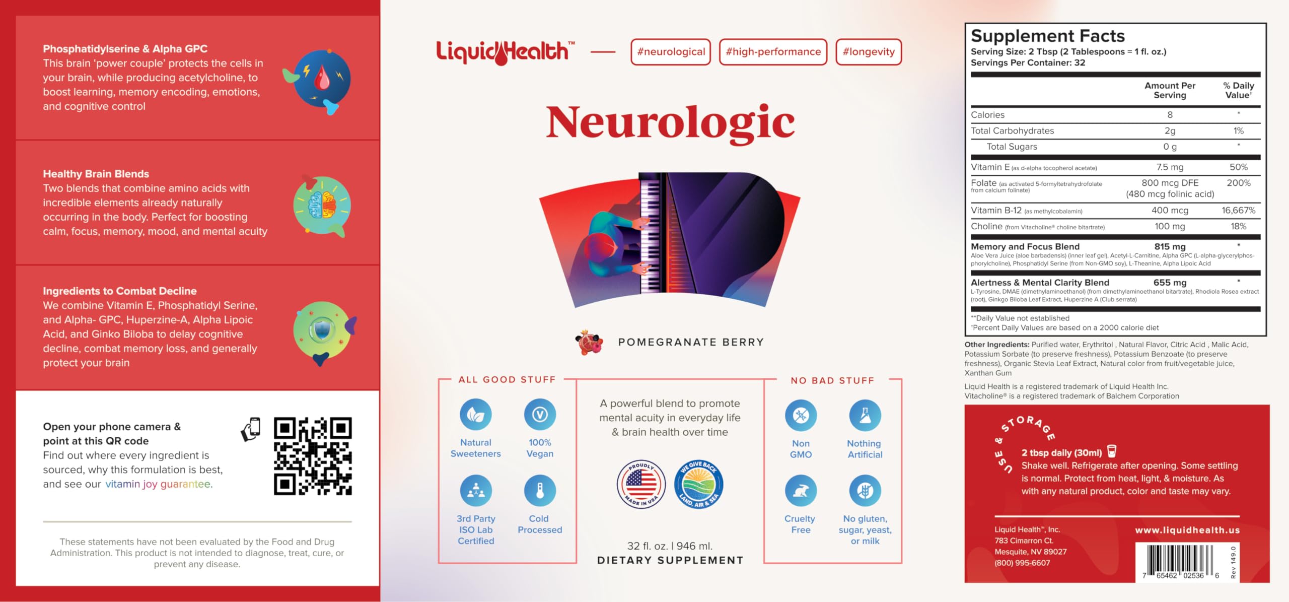 LIQUIDHEALTH Neurologic Focus served over ice in a glass