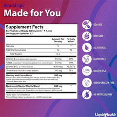 LIQUIDHEALTH Neurologic Focus liquid form offers quick absorption