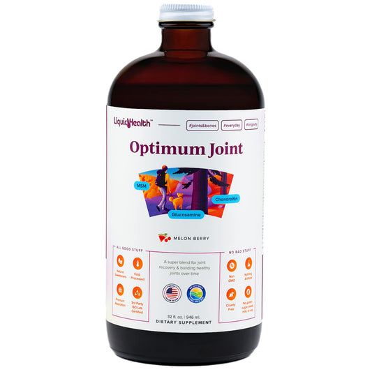 LIQUIDHEALTH Optimum Joint bottle pouring for easy daily dosing and joint support