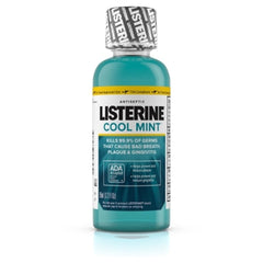 Listerine Cool Mint mouthwash bottle for daily germ protection and fresh breath.