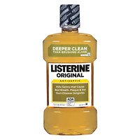 Listerine Original mouthwash bottle with germ-killing formula for long-lasting fresh breath