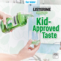 Listerine Smart Rinse Kids Mint Shield flavor supports kid-friendly daily use.