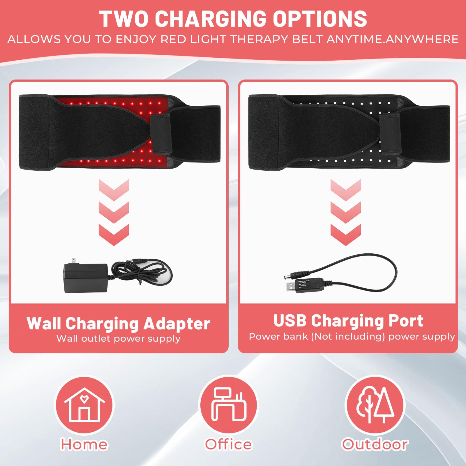 LITDUCK red light therapy belt brightness and pulse options