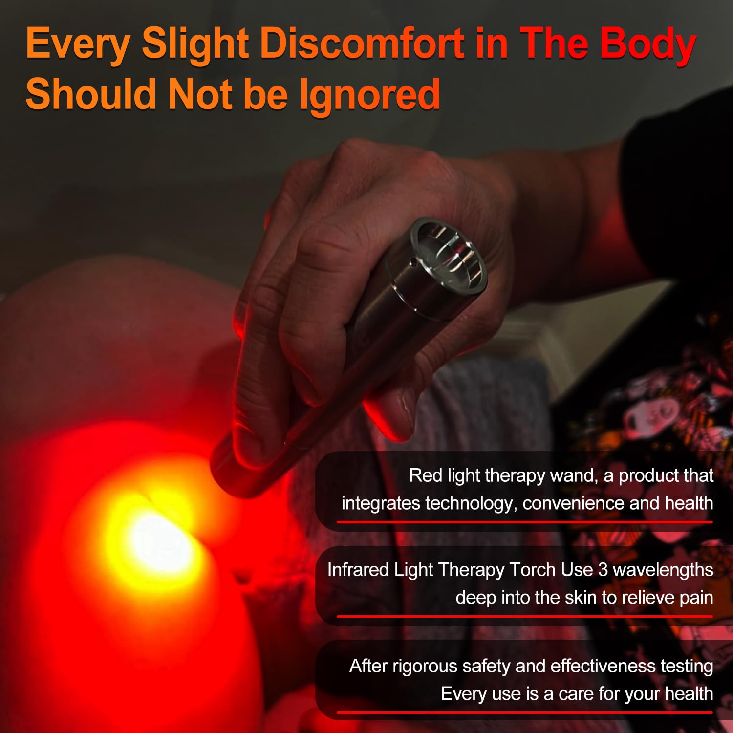 LITECARE wand targets joints and muscles for comforting post-exercise recovery.