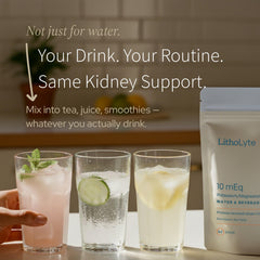 LithoLyte on-the-go pack highlighted for portable hydration.