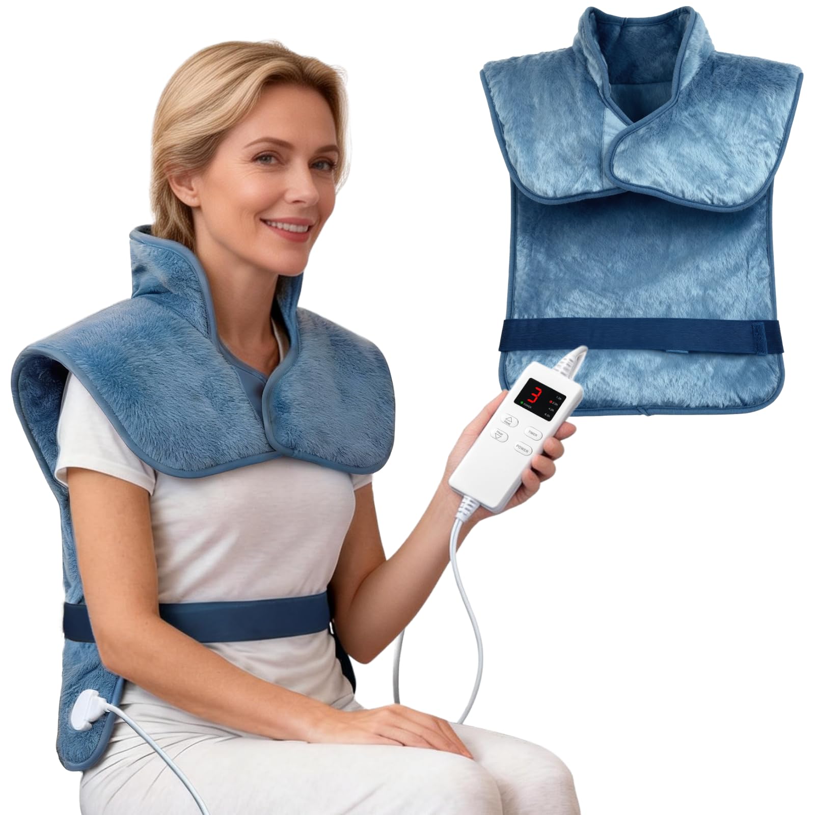 LITLISFlY heating pad full back coverage delivers targeted warmth for neck and shoulders.