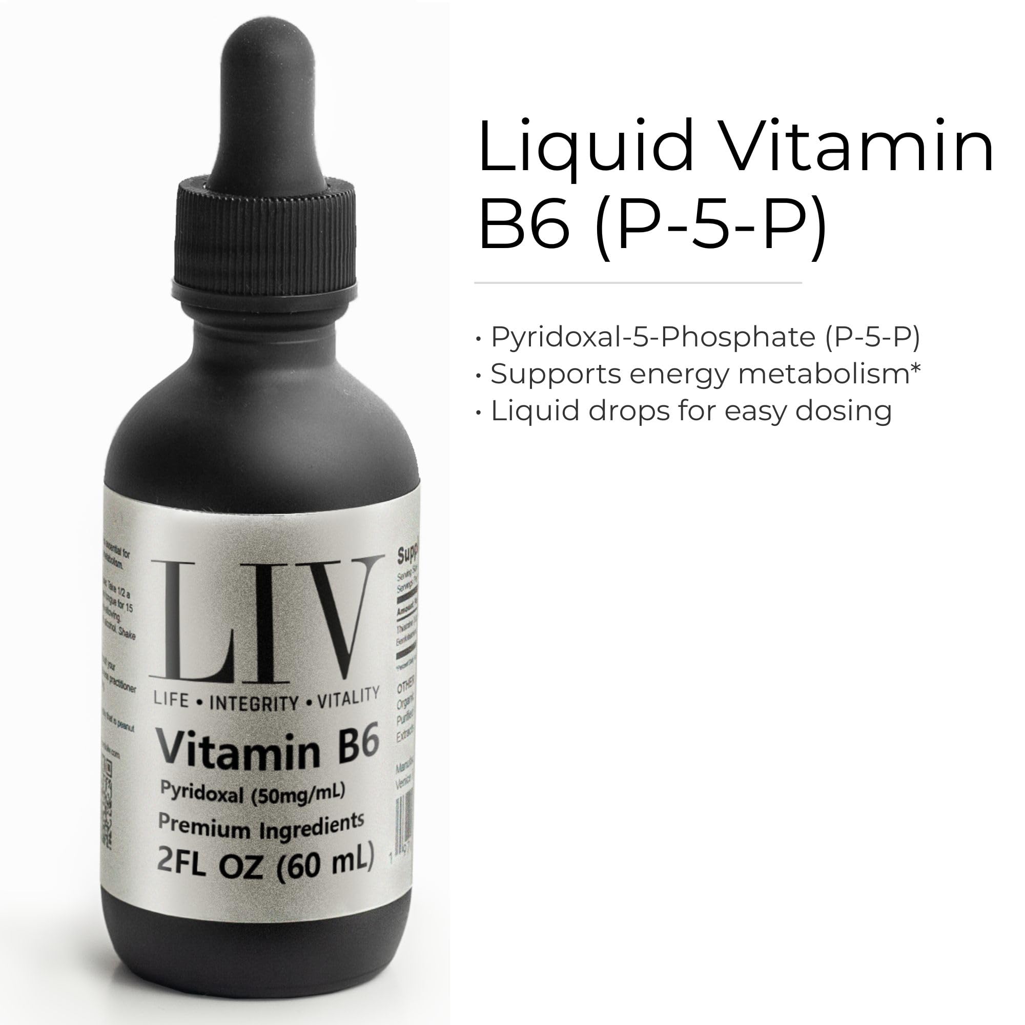 LIV B6 dropper shown for sublingual use and quick absorption