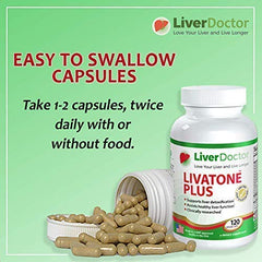 Livatone Plus daily dosage image showing two capsules per serving