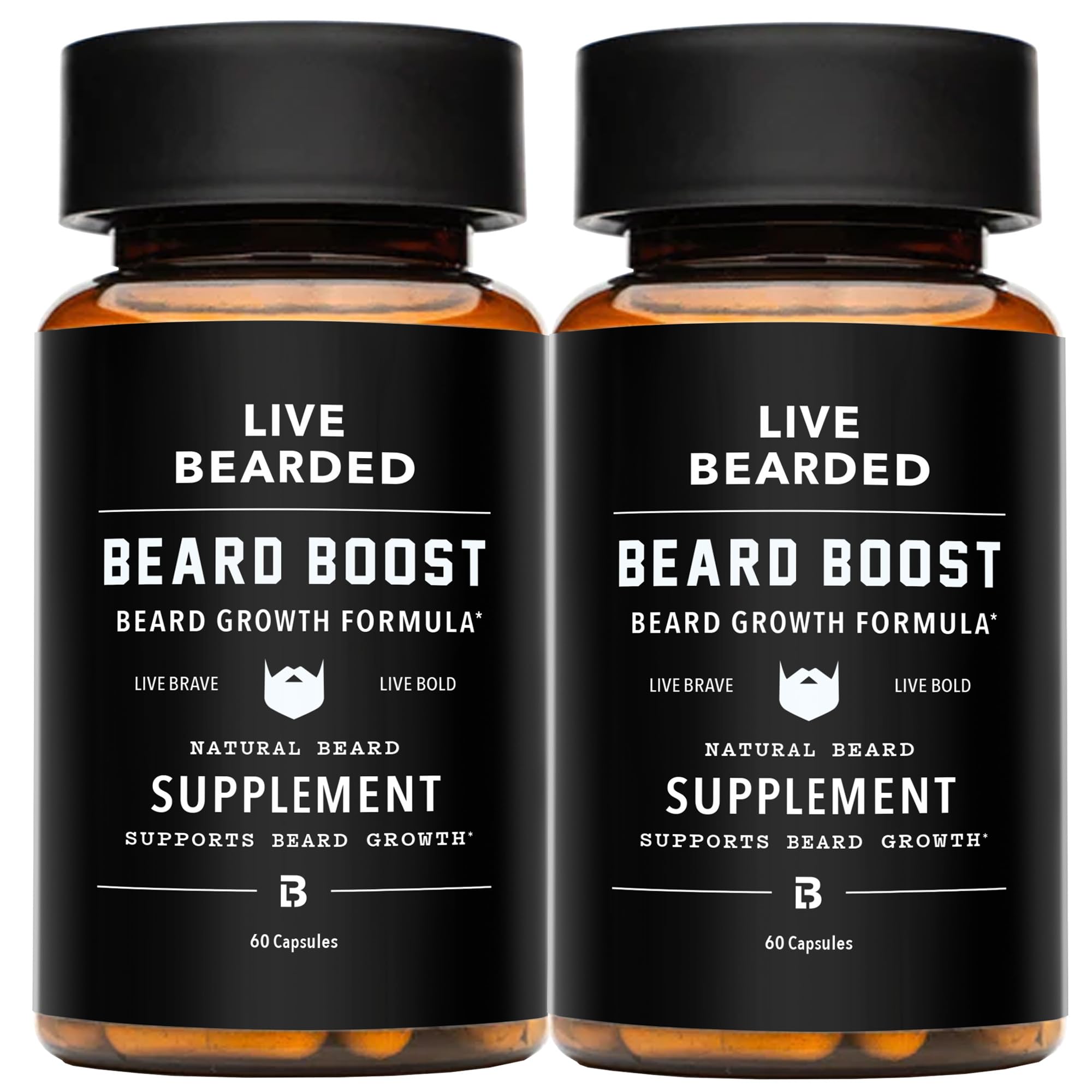 Live Bearded Beard Boost bottle pour promotes easy daily intake for facial hair support
