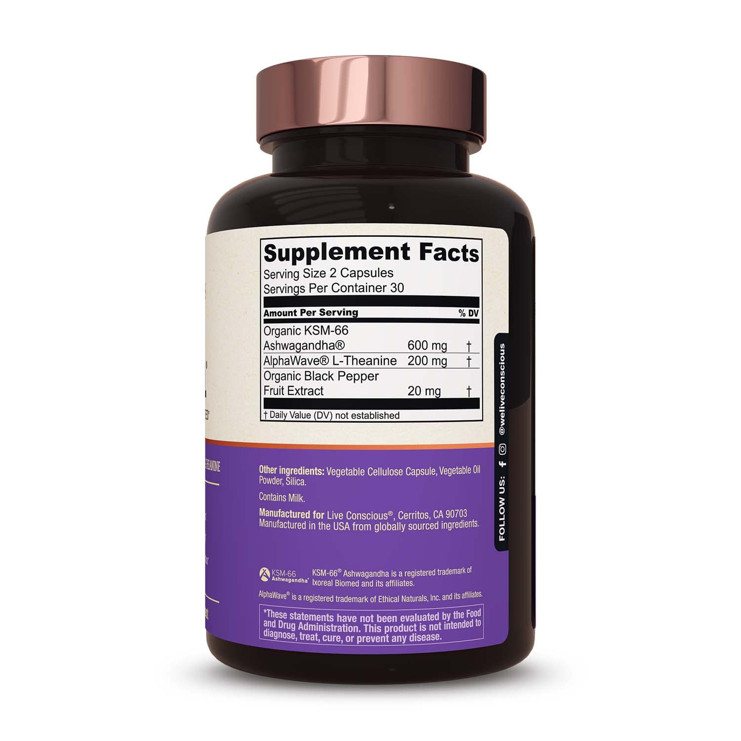 Ashwagandha root extract graphic highlighting high purity