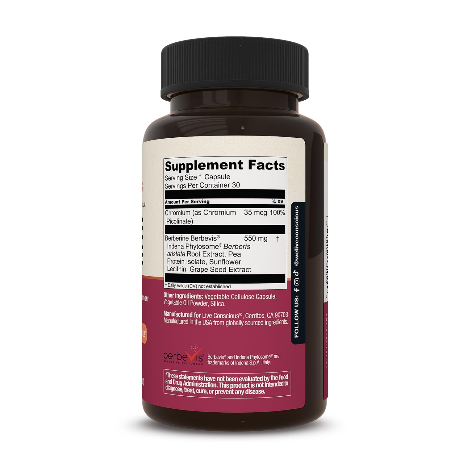 Live Conscious Berberine Phytosome health concept; supports balanced energy.