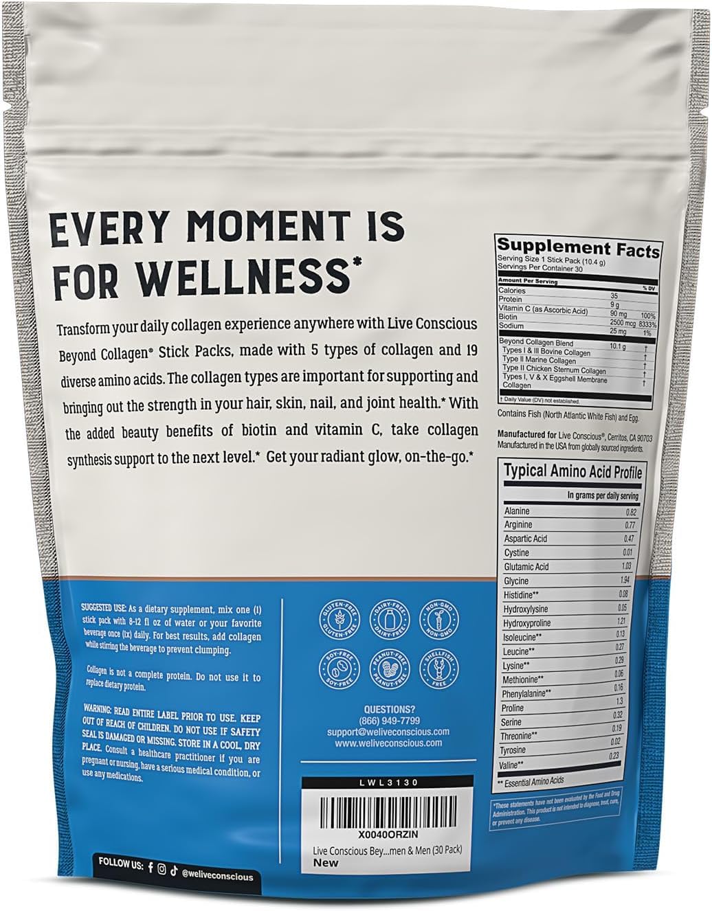 Live Conscious Beyond Collagen glass with beverage ready to sip.