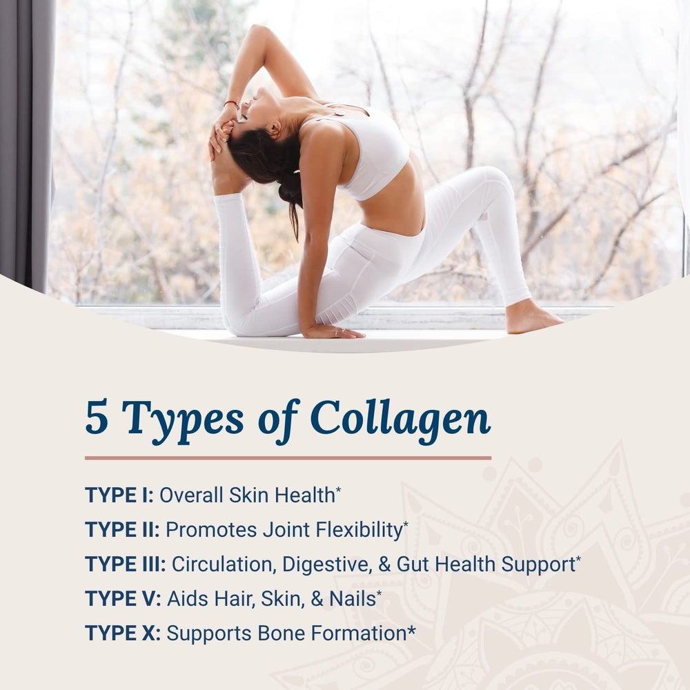 Live Conscious Beyond Collagen scoop beside powder container for easy daily use