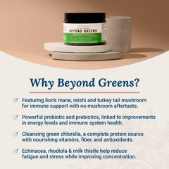 Bright green smoothie made with Live Conscious Beyond Greens.