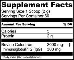 Live Conscious Colostrum with lactoferrin label highlights iron absorption support.
