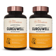 Live Conscious CurcuWell bottle front view highlighting joint and cognitive support