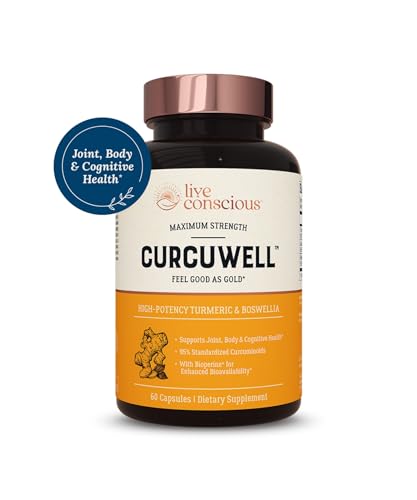 Live Conscious CurcuWell bottle side angle showing compact daily-use packaging