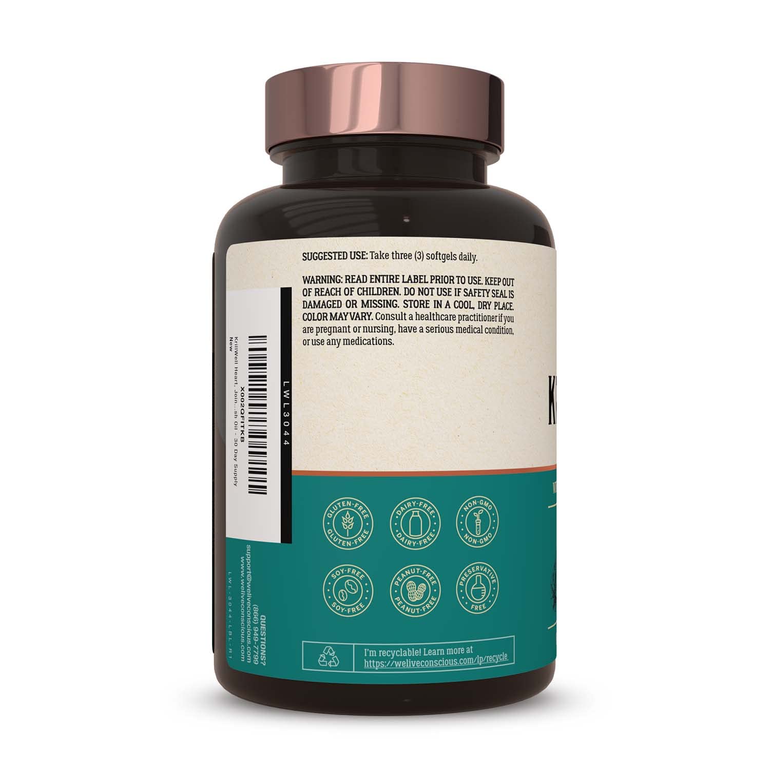 Live Conscious KrillWell softgel capsules ready to swallow with no fishy aftertaste