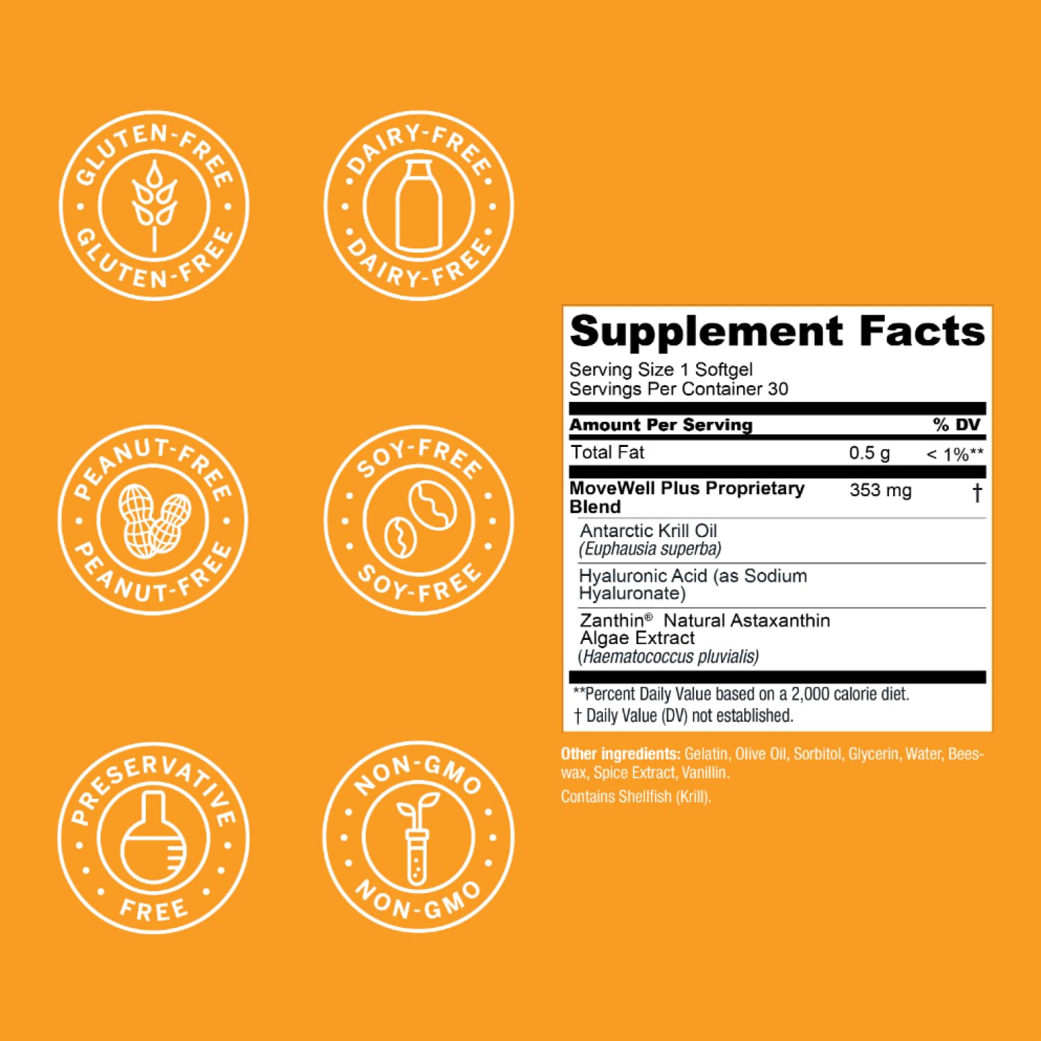Product label close-up featuring omega-3 nutrients and sustainable sourcing.