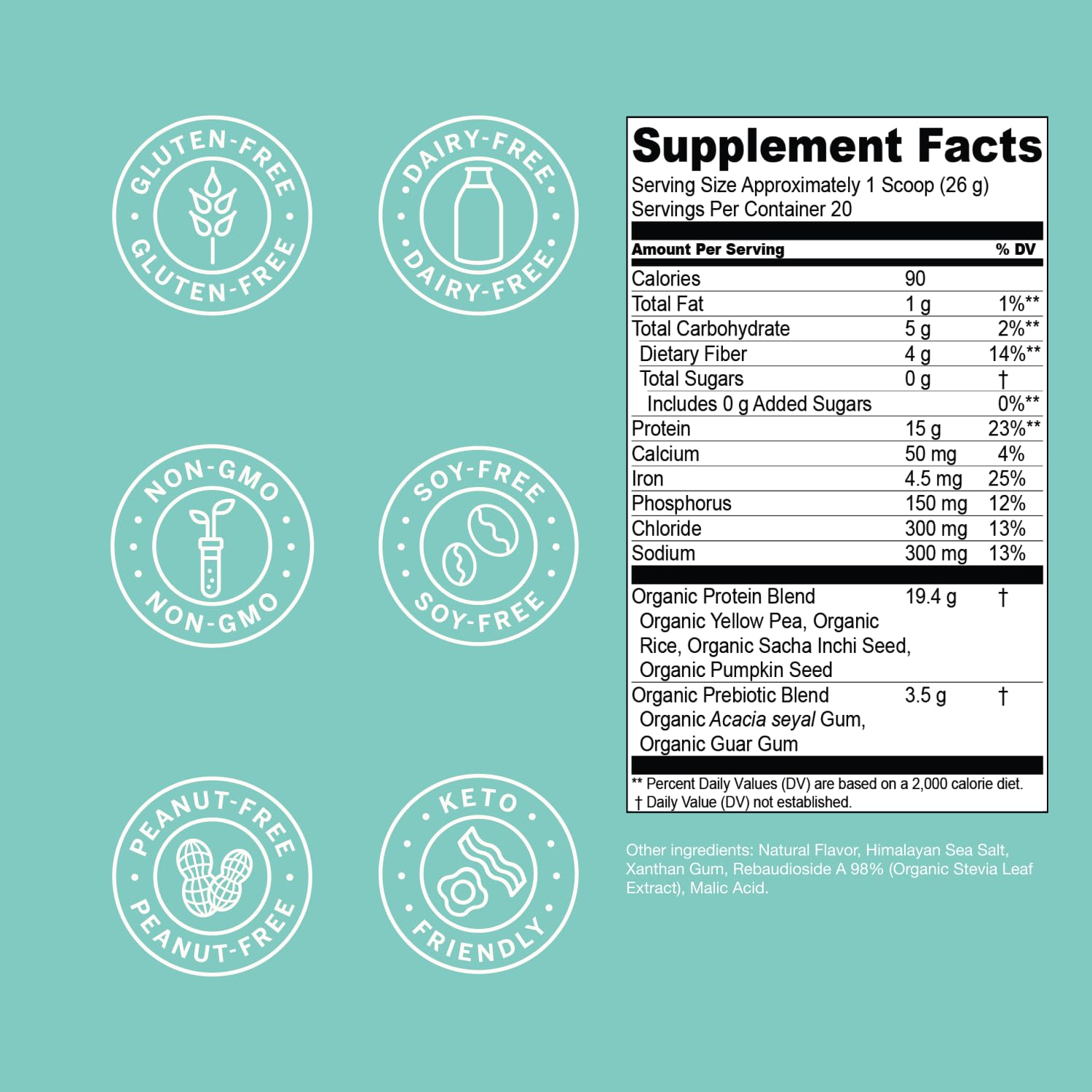 Live Conscious Vanilla Dream bottle label closeup emphasizing organic vegan protein