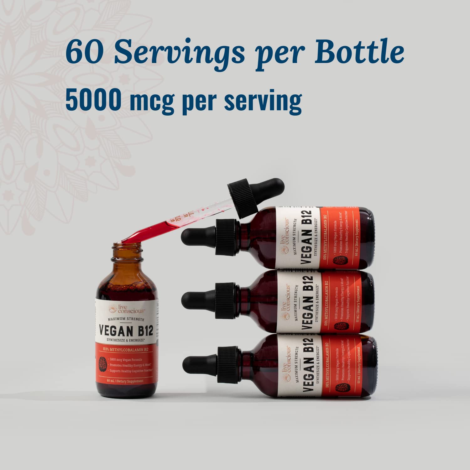 Live Conscious vegan B12 dropper dispersion for quick sublingual use