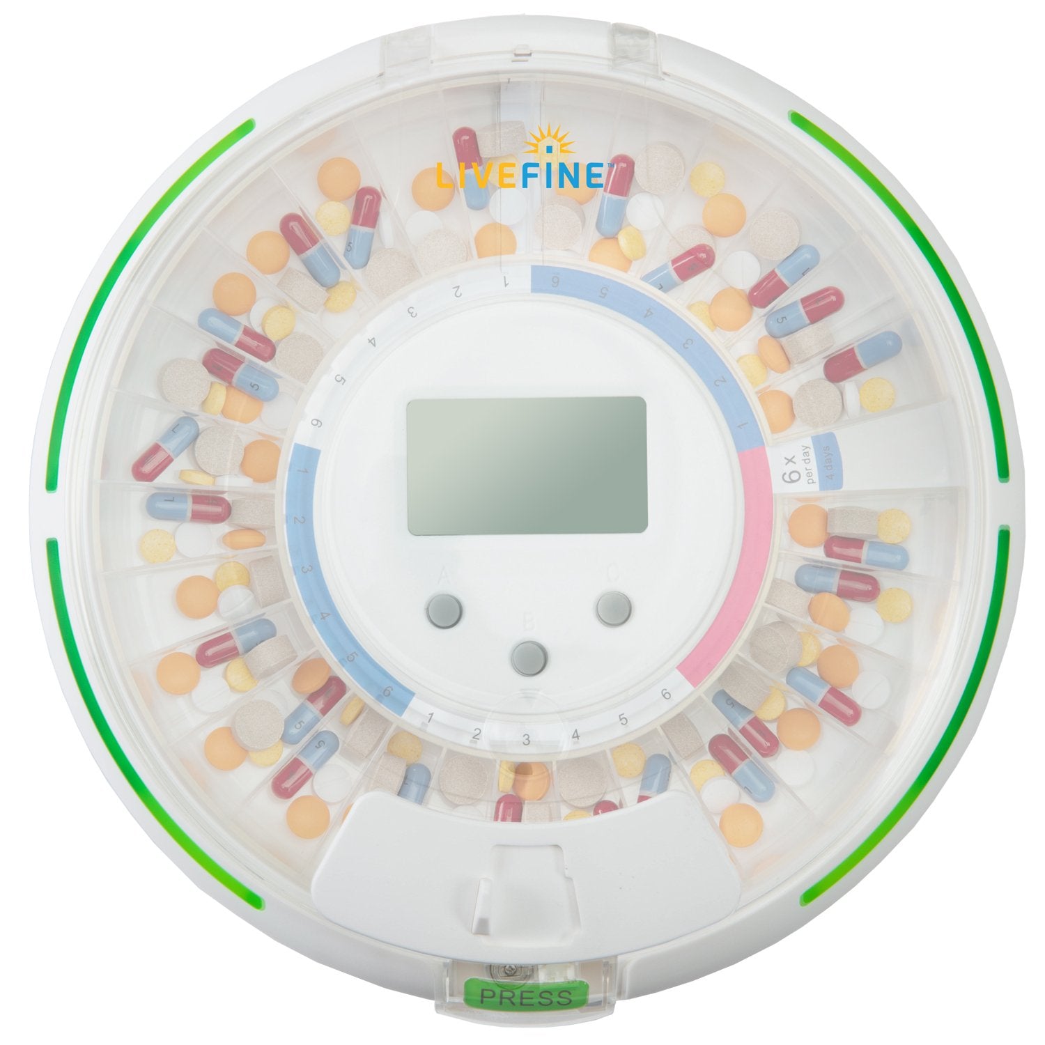 Live Fine magnifier aids dosage viewing for precise administration.