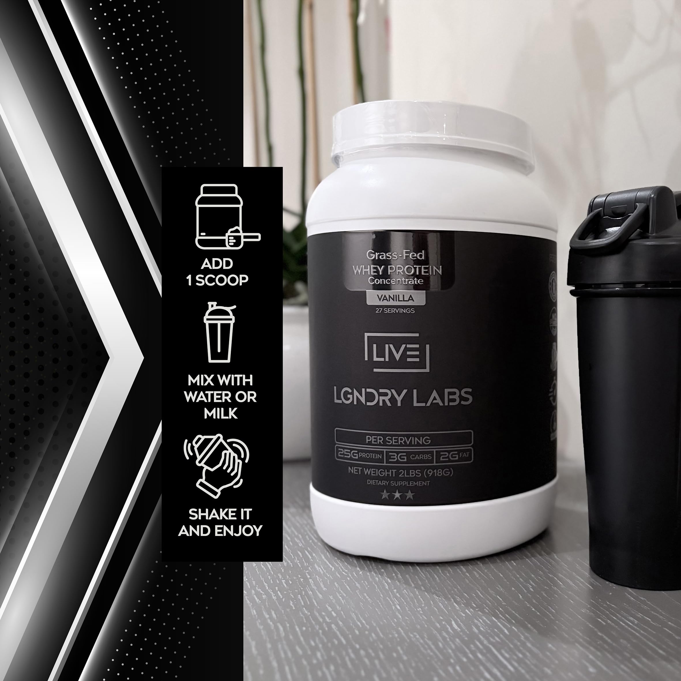 LIVE LGNDRY LABS 27-serving tub provides consistent fueling across training weeks.