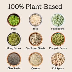 Nutrition facts emphasize the seven-plant protein blend in NutriMatch.