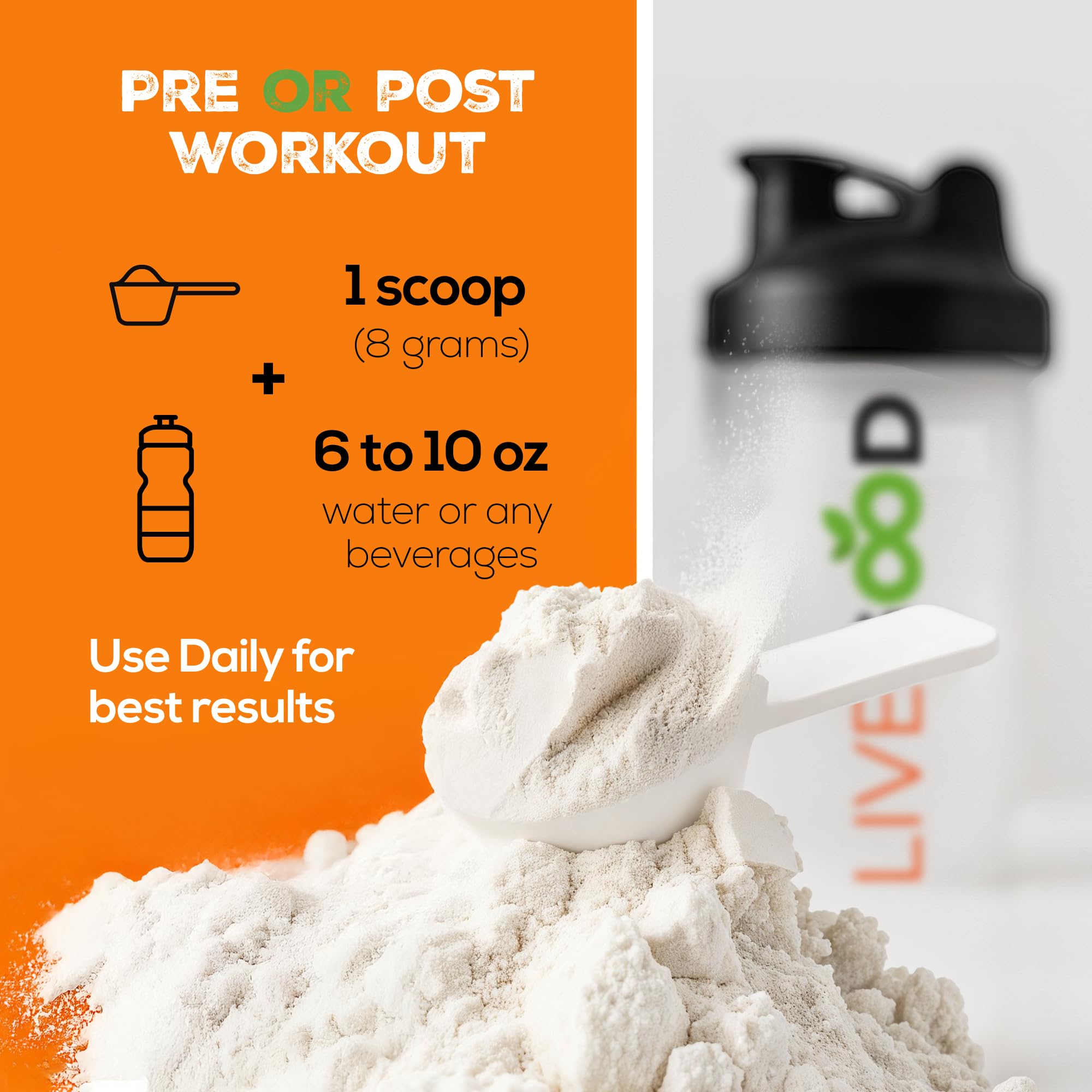 LiveGood creatine-hmb dissolving powder mixed into water.