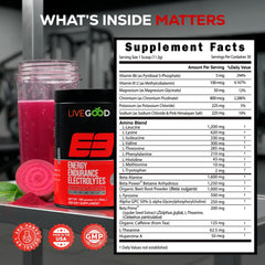 LIVEGOOD E3 label closeup emphasizing premium quality ingredients