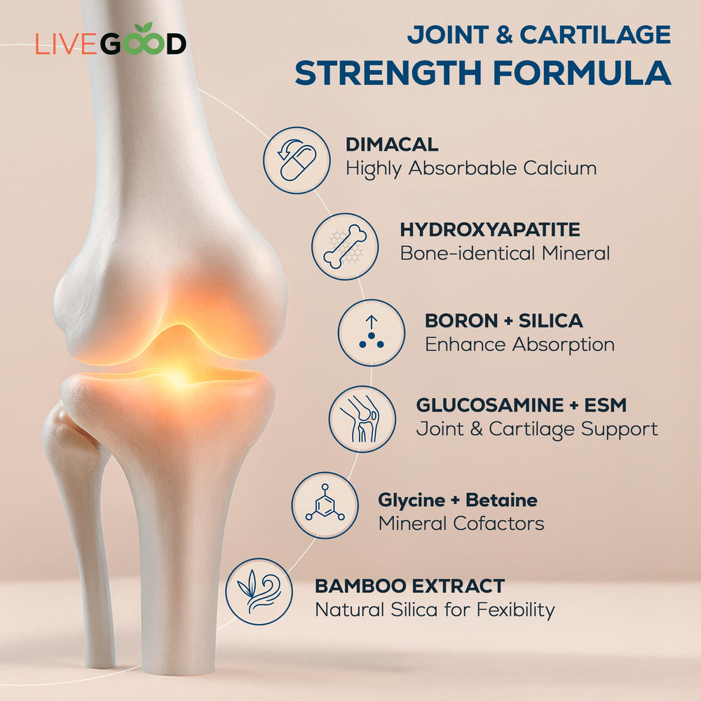 Graphic illustration of di calcium malate and hydroxyapatite for bone support