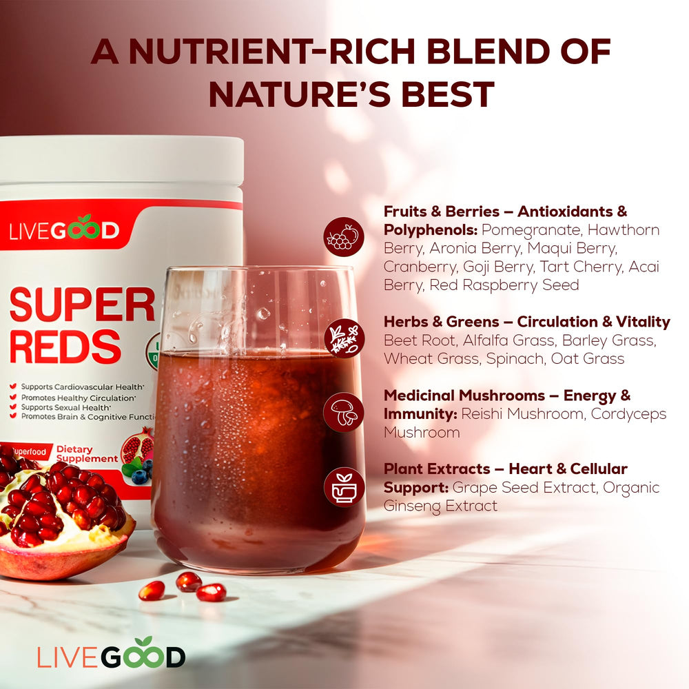 LiveGood Super Reds USA production standards image emphasizing quality controls.