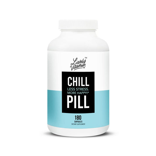 Chill Pill bottle front for calm mood support.