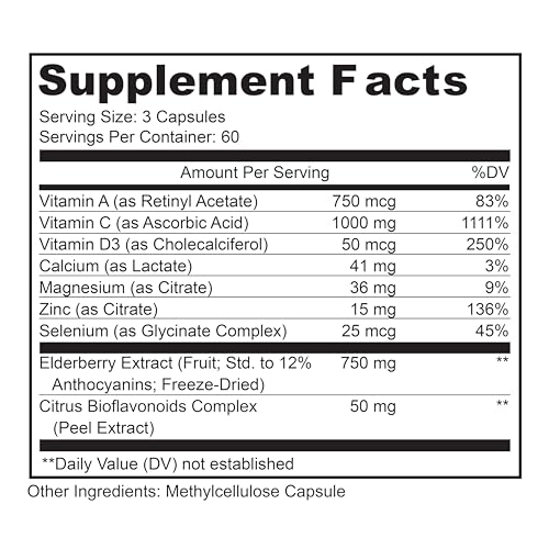LIVELY VITAMIN CO Elderberry Boom vitamin and mineral profile on label