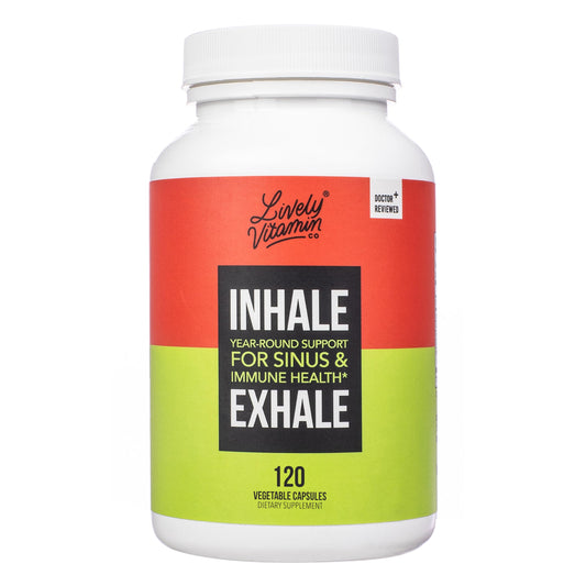 LIVELY VITAMIN CO Inhale Exhale bottle front view for seasonal comfort