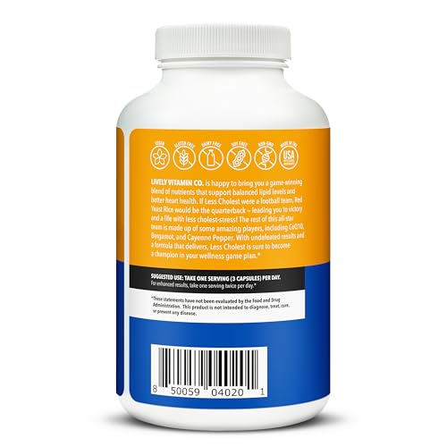 LIVELY VITAMIN CO Less Cholest tablets closeup shows coated capsules.