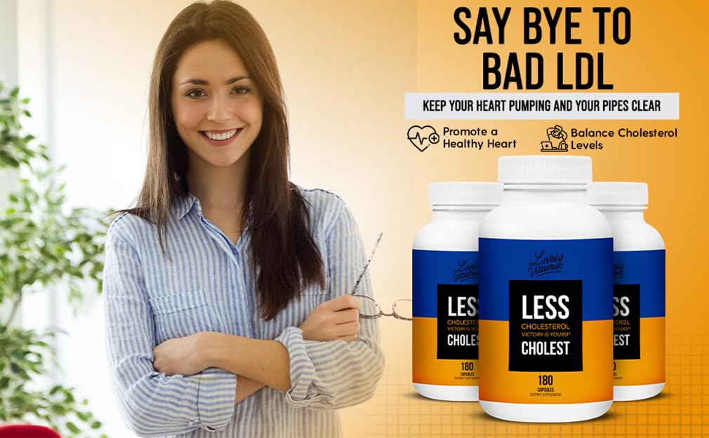 LIVELY VITAMIN CO Less Cholest vegan gluten-free dairy-free badge reinforces suitability.