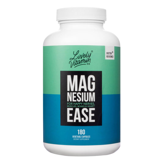 Lively Vitamin Co Magnesium Ease bottle front showing the product packaging and branding