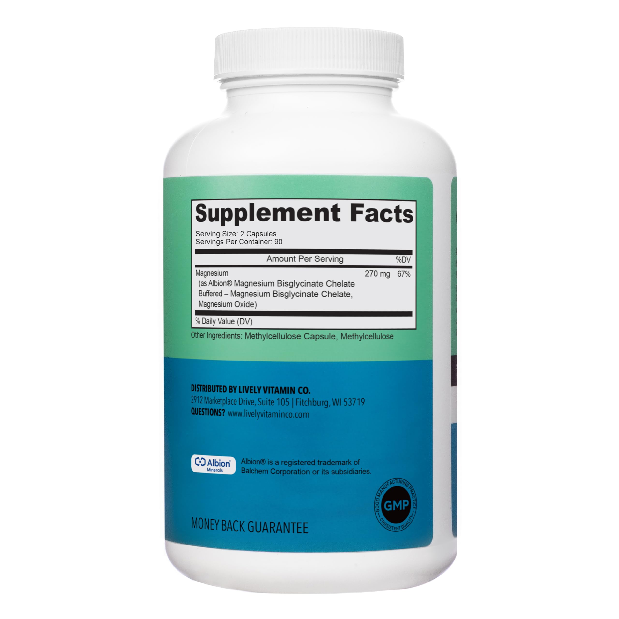 Lively Vitamin Co Magnesium Ease label detail highlighting TRAACS chelate form